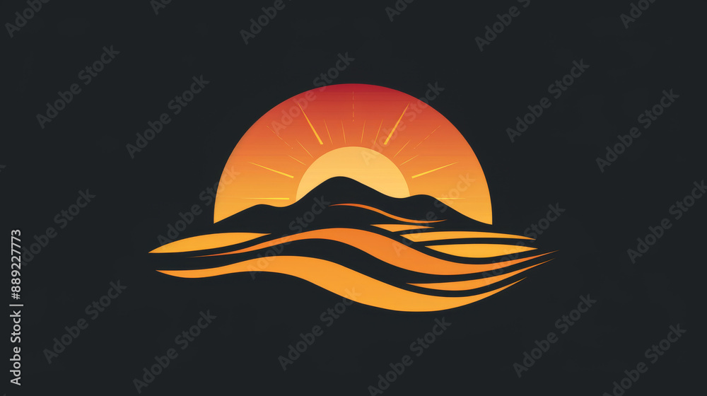 Retro sunset logo for desert adventures. Retro sunset logo for desert adventures.