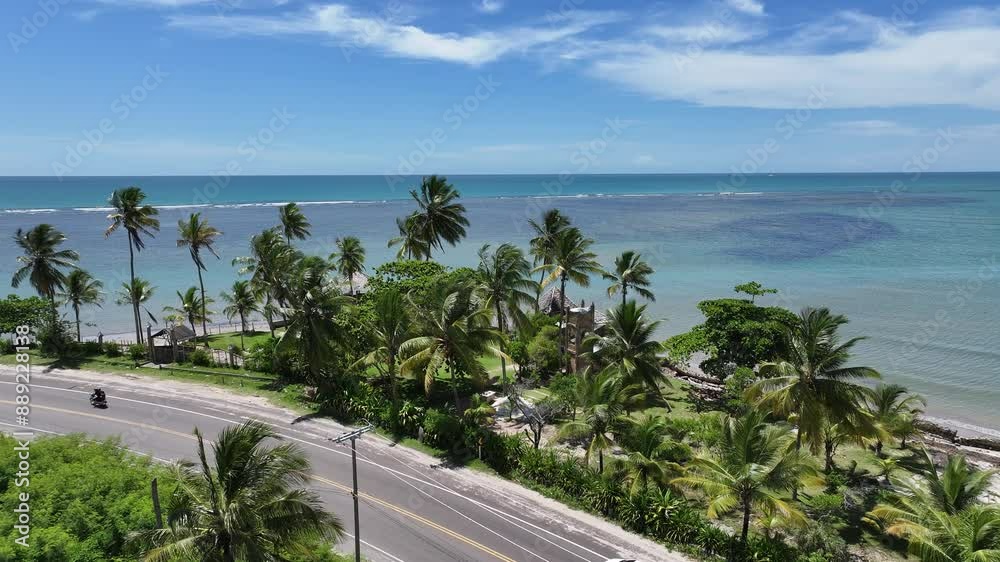 Coastal Road At Porto Seguro Bahia Brazil. Aerial View Of Stunning Beach With Crystal Clear Waters. Holiday Skyline Peaceful Stunning. Holiday Waterfront Shore. Porto Seguro Bahia. Coastal Road At Porto Seguro Bahia Brazil. Aerial View Of Stunning Beach With Crystal Clear Waters. Holiday Skyline Peaceful Stunning. Holiday Waterfront Shore. Porto Seguro Bahia.