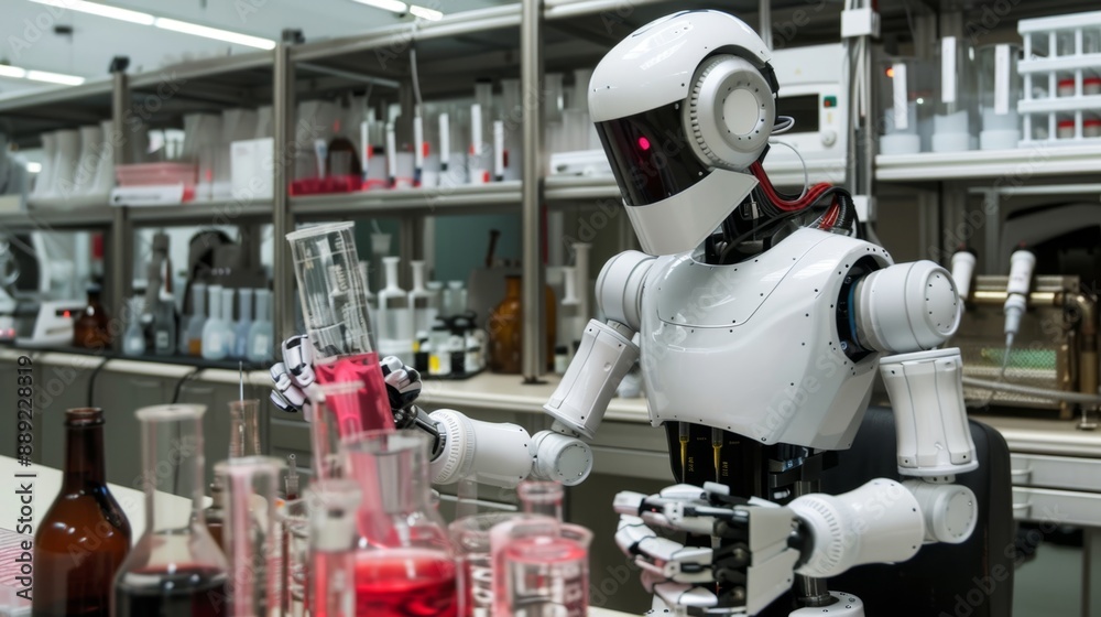 Futuristic Robot Performing Laboratory Research with Precision Futuristic Robot Performing Laboratory Research with Precision