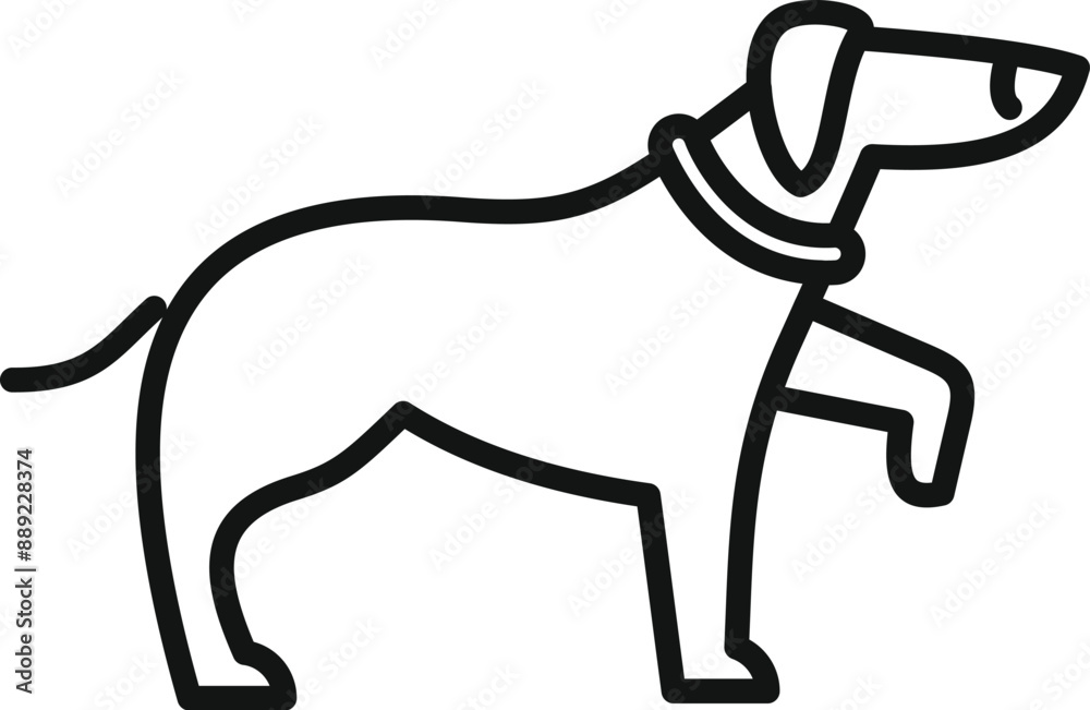 Simple line drawing of a dog standing on its back legs, isolated on white Simple line drawing of a dog standing on its back legs, isolated on white