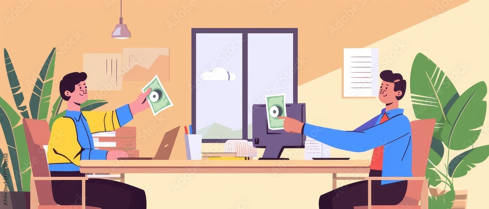 Two Cartoon Professionals Sharing Creative Concepts Two Cartoon Professionals Sharing Creative Concepts
