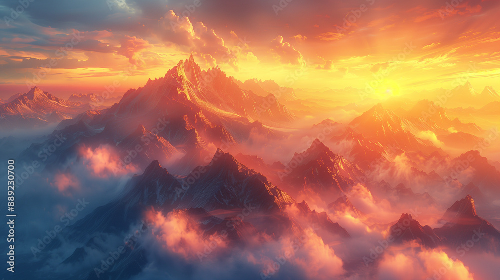 Fototapeta premium sunset over the mountains