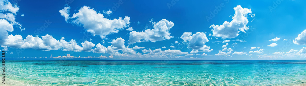 Tranquil Blue Skies Over Crystal Clear Caribbean Sea Tranquil Blue Skies Over Crystal Clear Caribbean Sea