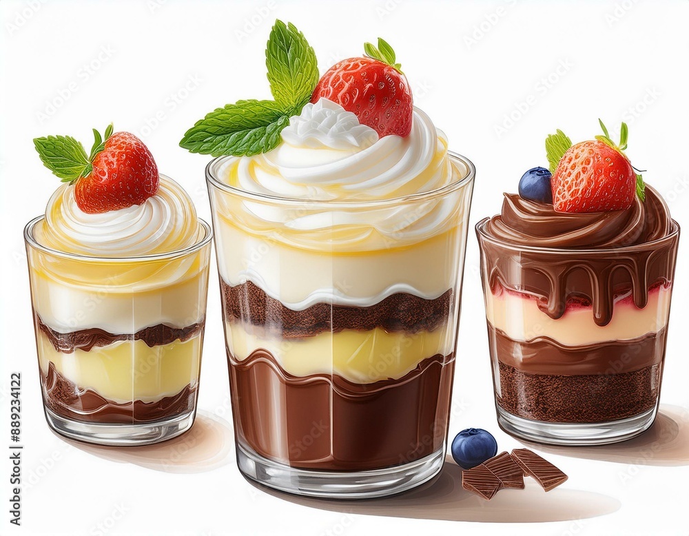 Schokoladen Desert Icecream Glace weisser hintergrund isoliert