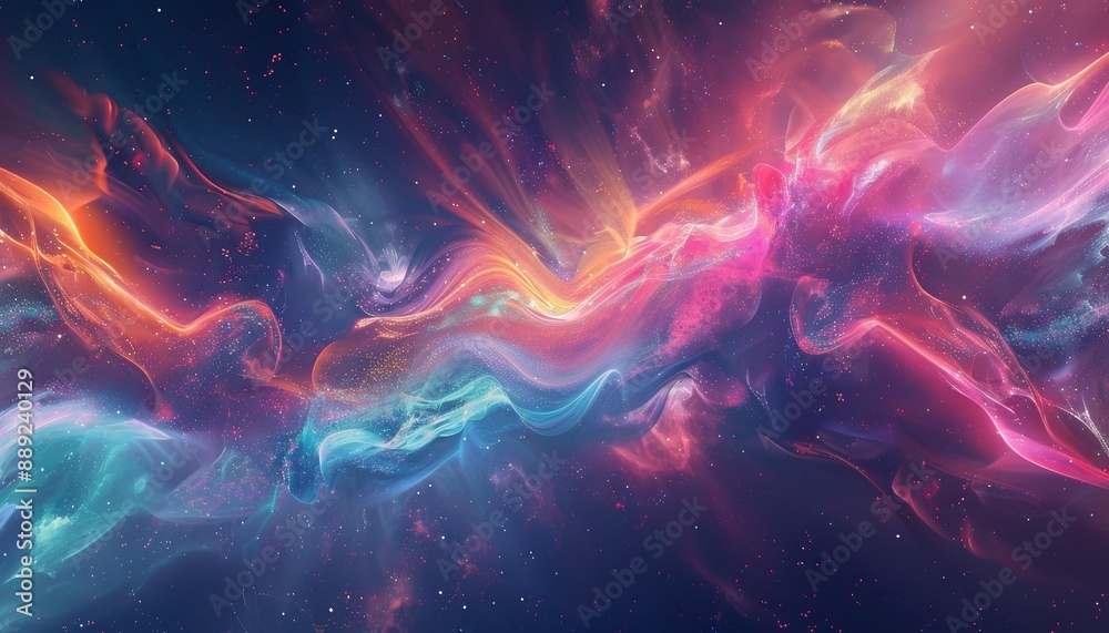 Fototapeta premium Stunning Digital Art of Cosmic Waves and Abstract Nebulae Interplay