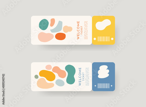 Event ticket template set. Vector template illustration.