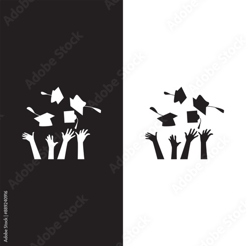 Silhouette of graduation celebration by throwing a gown in the air graduation illustration full of happiness and pride hand throws the toga