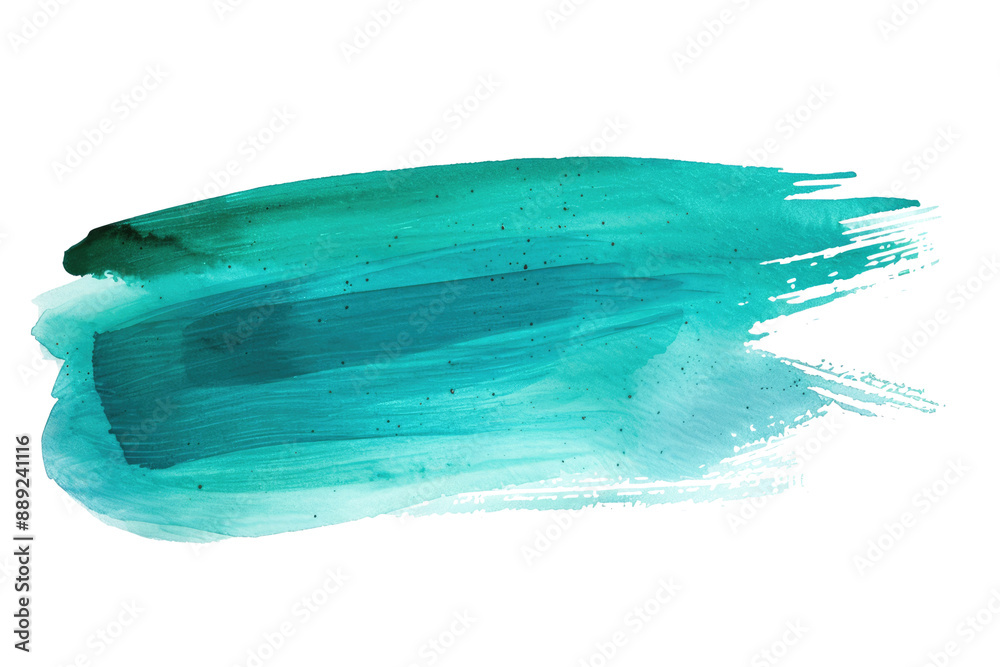 Fototapeta premium green blue watercolor brush stroke isolated on white or transparent png