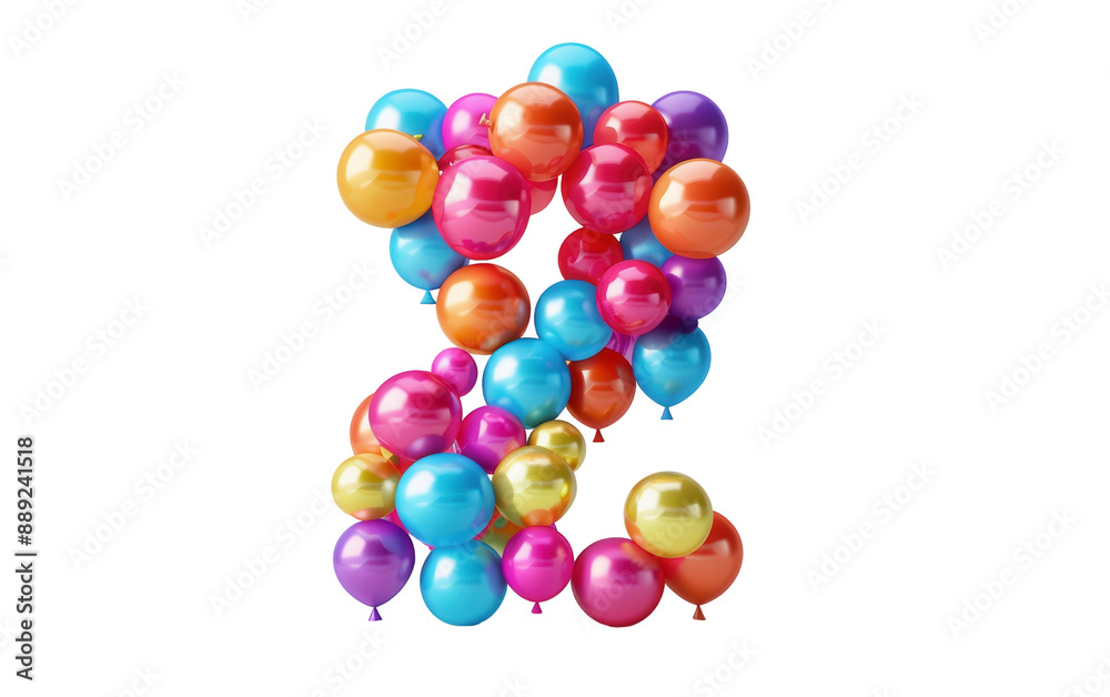 Colorful Balloons Arranged in the Shape of the Number Two