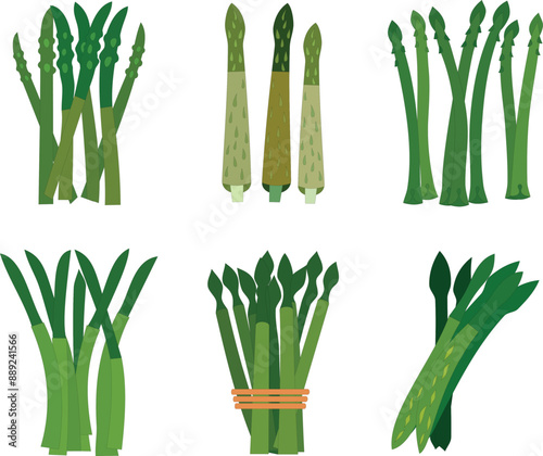 Abstract variants of asparagus icons
