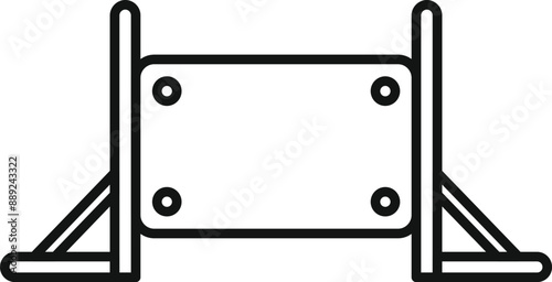 Simple line icon of a barrier jump for dog agility training, representing canine sports and pet activities