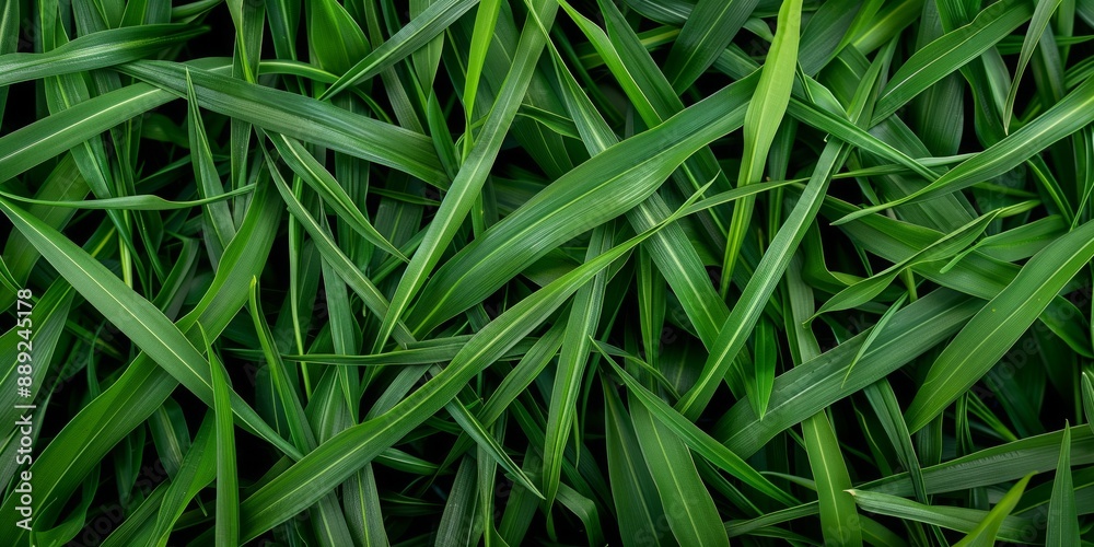 Dense, bright green grass blades viewed from above Dense, bright green grass blades viewed from above