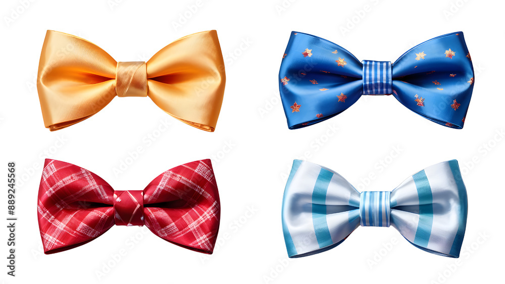 Set of bow ties elements set isolated on transparent background, decoration clip art mock up Set of bow ties elements set isolated on transparent background, decoration clip art mock up