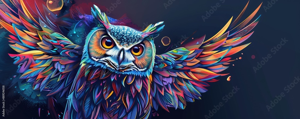 Naklejka premium Vibrant Abstract Owl Illustration