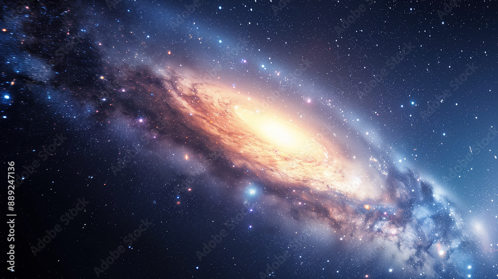 Fototapeta premium Cutting-Edge AI Satellite in Orbit Mapping the Milky Way and Showcasing Distant Galaxies