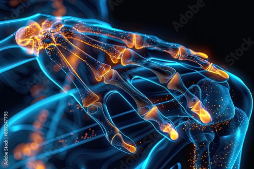 Futuristic Glowing Hand with Digital Elements