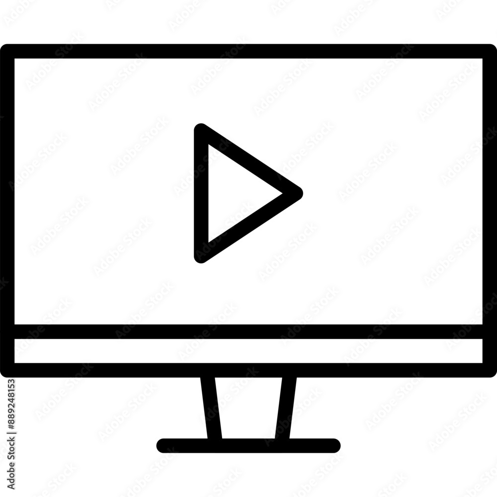 PC Screen Video Player, Play Button, Start Video Action Icon PC Screen Video Player, Play Button, Start Video Action Icon
