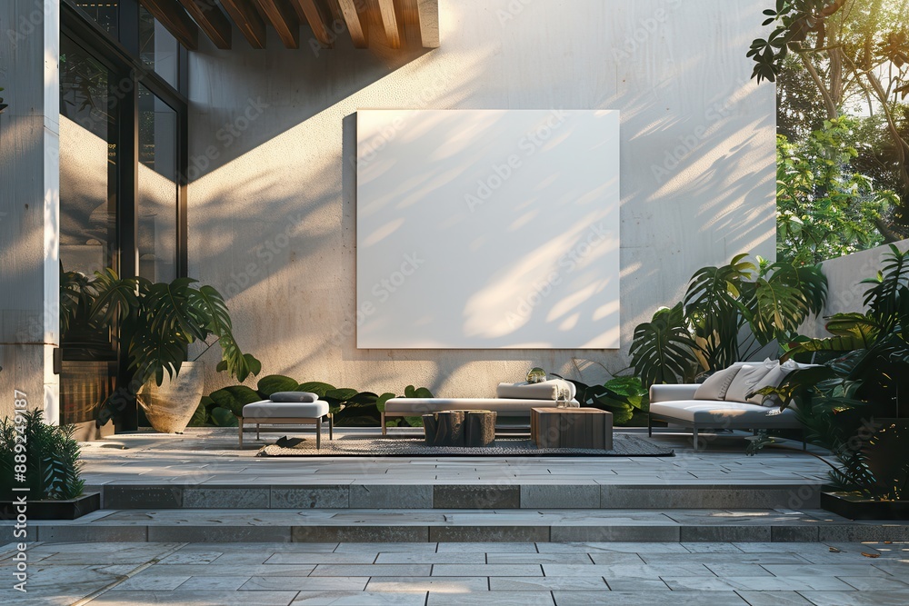 Fototapeta premium 3d render mockup of A white wall with a large blank space in the middle