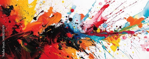 Bold and chaotic splatter painting, highlighting spontaneity and artistic freedom photo