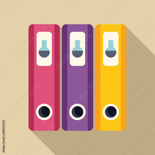 Illustration of three colorful chemistry binders standing in a row, representing organization and knowledge in a scientific setting