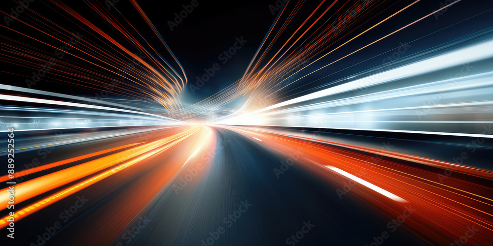 Blazing Speed: Light Trails on the City Highway Blazing Speed: Light Trails on the City Highway