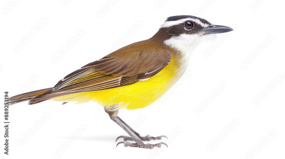 Fototapeta premium Great Kiskadee full body clearly photo on white background