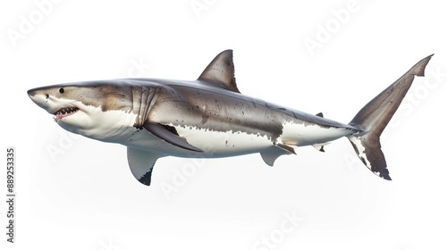 Great White Sharks in Hawaii full body on white background