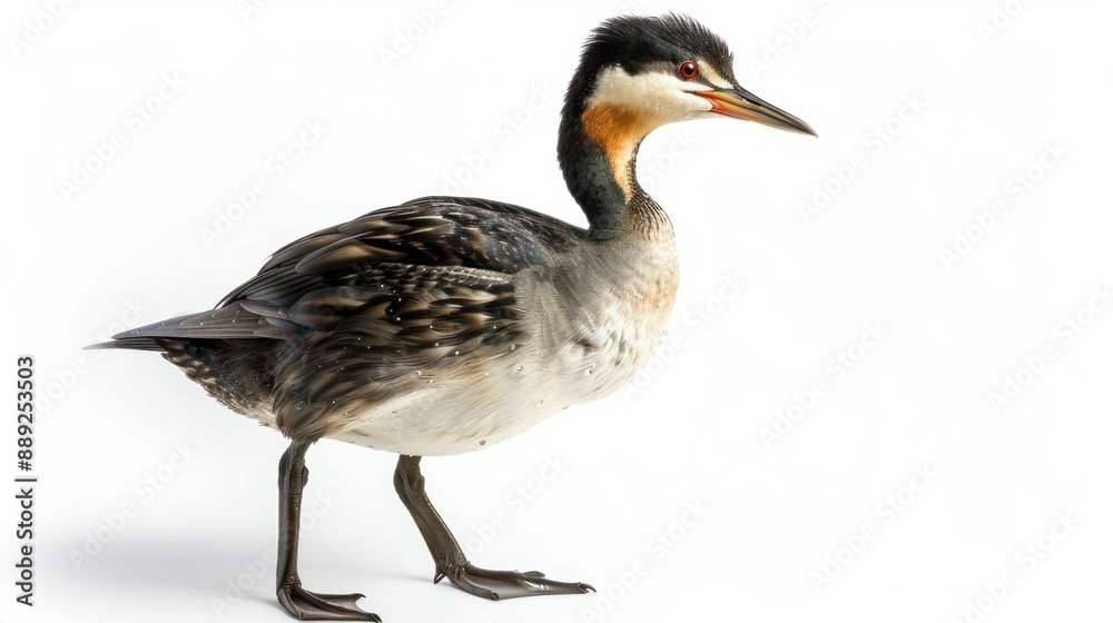 Grebe full body on white background Grebe full body on white background