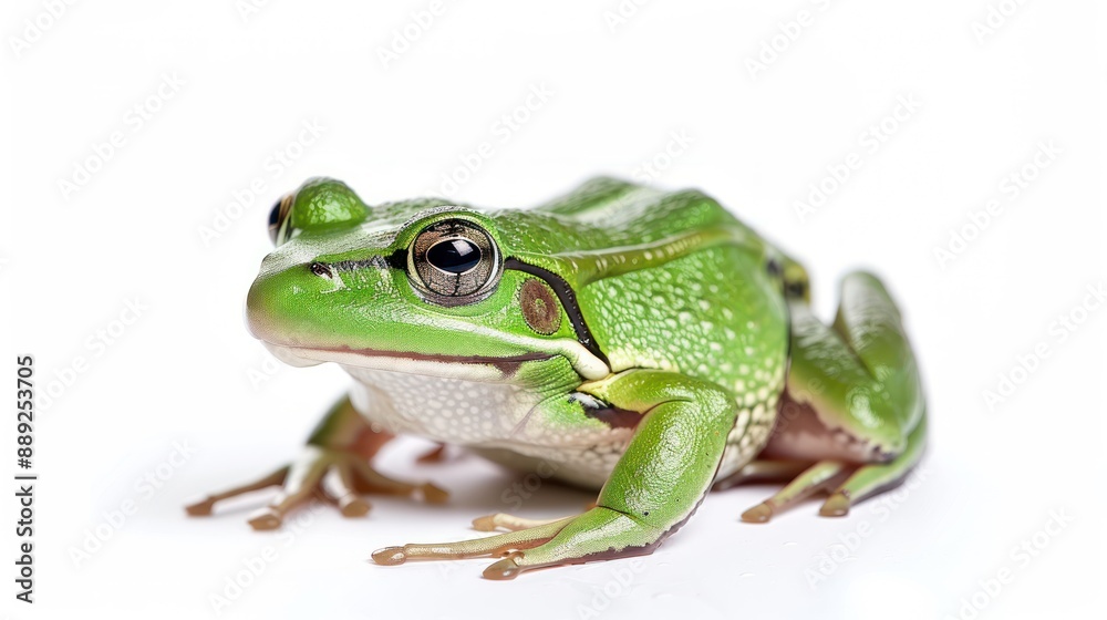 Naklejka premium Green Frog full body on white background