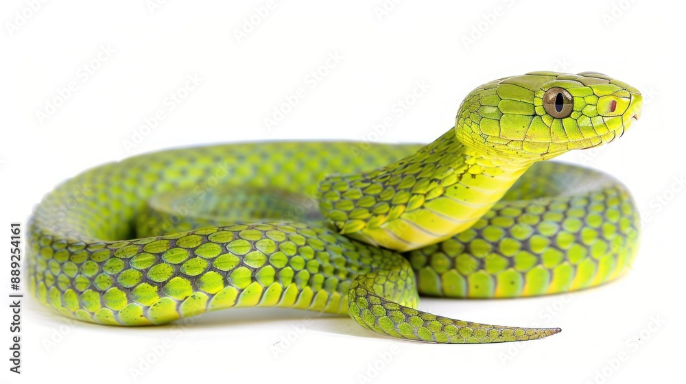 Fototapeta premium Green Mamba full body on white background