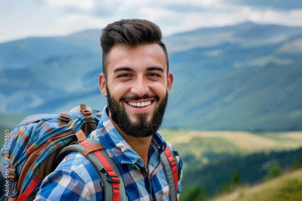 In the mountains, a good-looking man hikes in Achenkirch, Austria. In the mountains, a good-looking man hikes in Achenkirch, Austria.