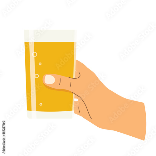 hand holding glass of orange juice- vector illustration