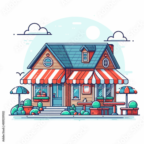 vector of restaurant with high detail in white background  