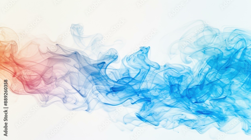 Abstract image of blue and red ink swirls forming organic shapes in water, creating a dynamic and fluid background. Abstract image of blue and red ink swirls forming organic shapes in water, creating a dynamic and fluid background.