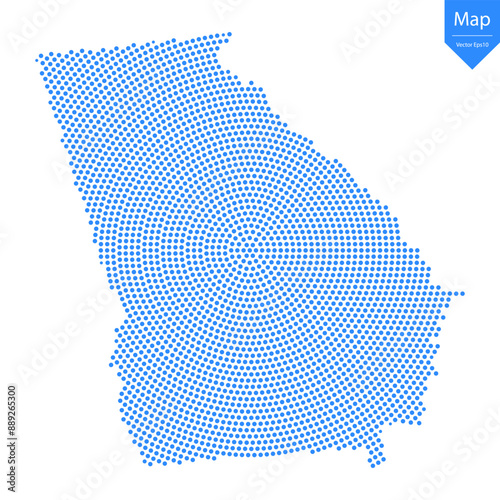 Abstract graphic Georgia map from point blue on a white background. Vector illustration.