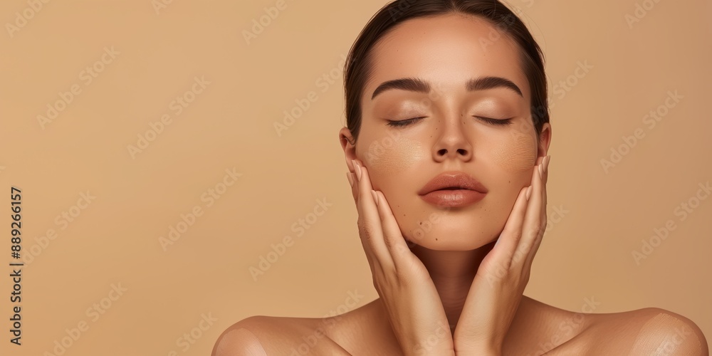 Serene Woman with Smooth Skin and Closed Eyes Beauty and Skincare Concept Serene Woman with Smooth Skin and Closed Eyes Beauty and Skincare Concept