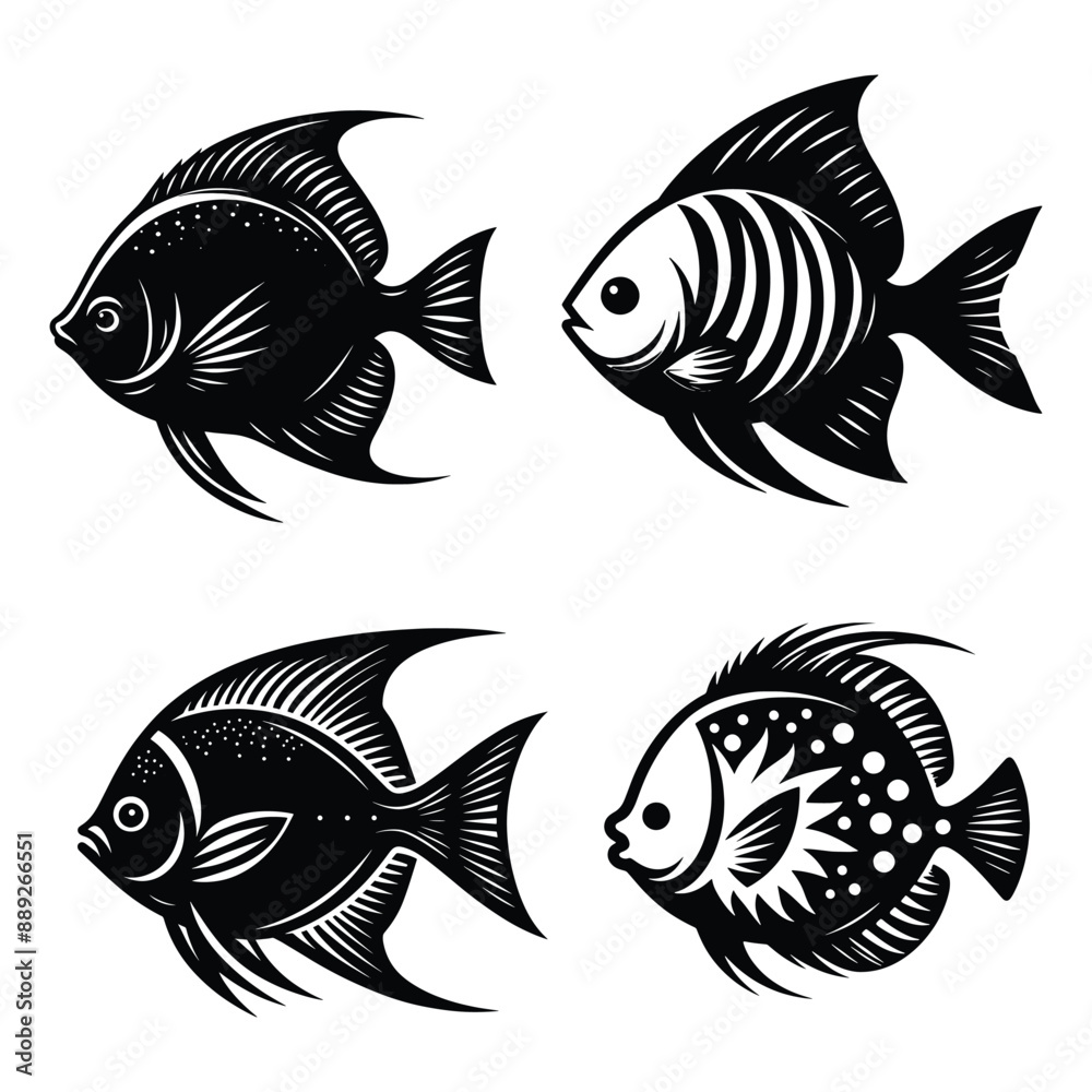 Naklejka premium Fish Silhouette Vector illustration on white background