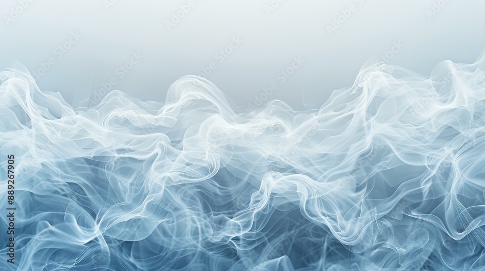 Digital illustration of swirling light trails creating abstract shapes and patterns. The image features calm, translucent white and blue hues Digital illustration of swirling light trails creating abstract shapes and patterns. The image features calm, translucent white and blue hues
