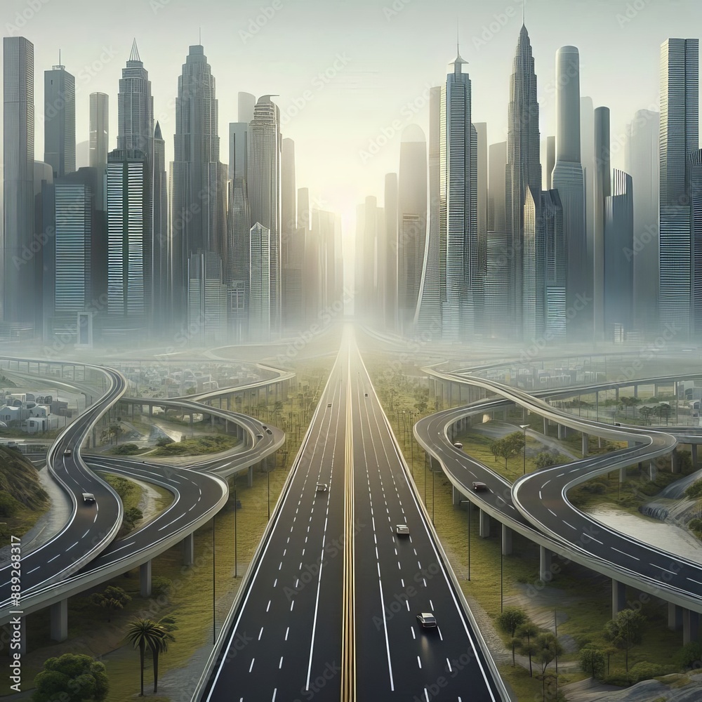 Fototapeta premium road or path leading forward Hyperrealistic Highly Detailed Isolated On Transparent Background