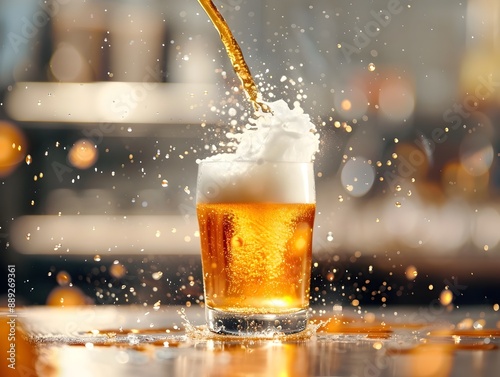 Vibrant Beer Splash in Glass with Freezing Wintry Backdrop