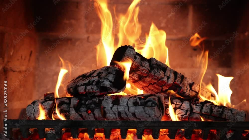 Fireplace 4k. Asmr sleep. Fire place at home for relaxing evening