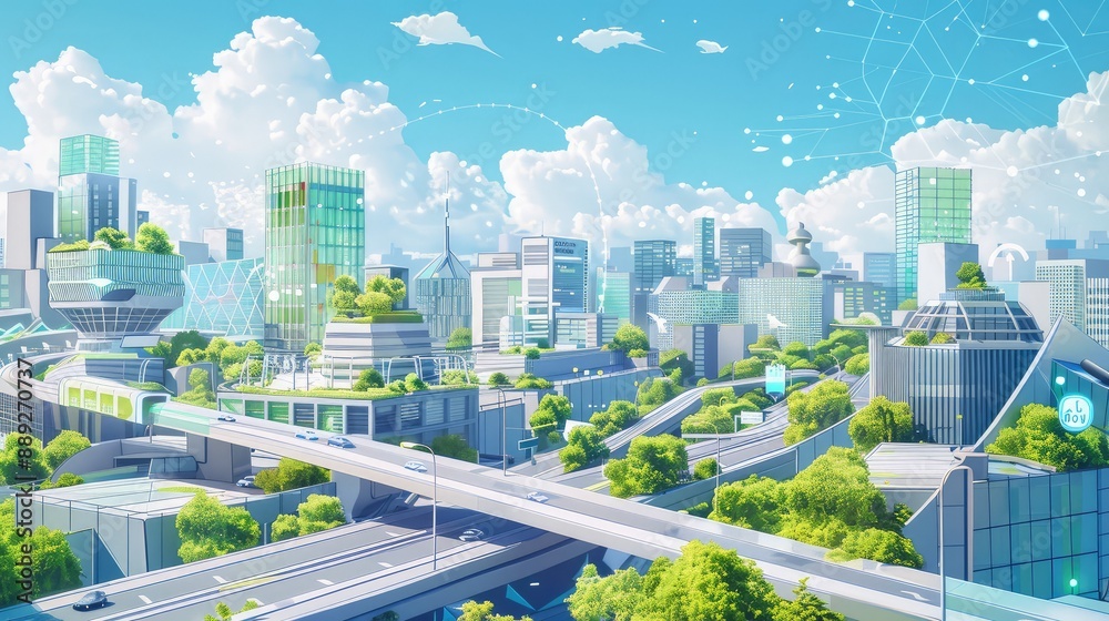 Fototapeta premium Modern Futuristic Green Smart City