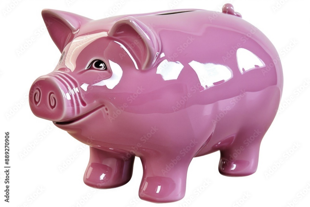 A pink piggy bank sitting on a table, a common household item for saving money A pink piggy bank sitting on a table, a common household item for saving money
