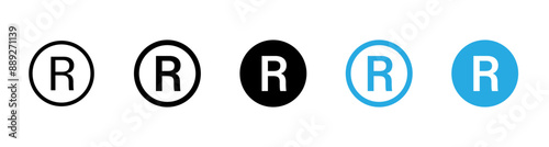 Registered icon set. Property symbols. Trademark registered icons. Vector