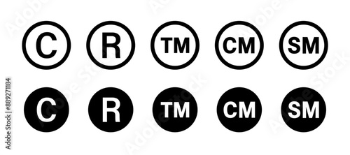 Registered trademark icon. Copyright vector symbols. Vector