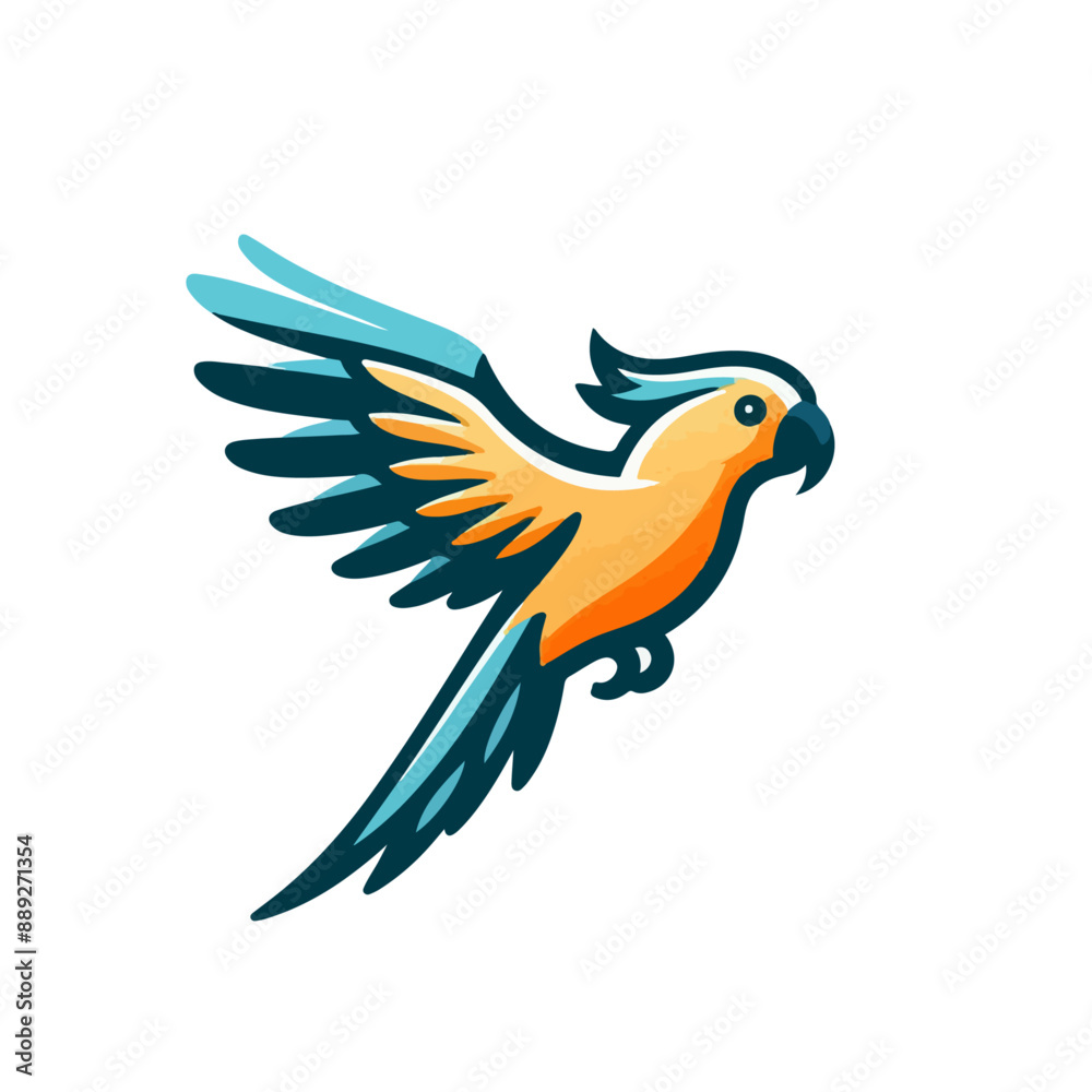 A flat vector logo of a parrot. A flat vector logo of a parrot.