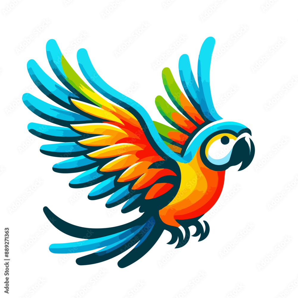 A flat vector logo of a parrot. A flat vector logo of a parrot.