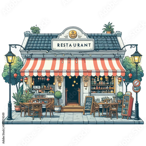 vector of restaurant with high detail in white background  