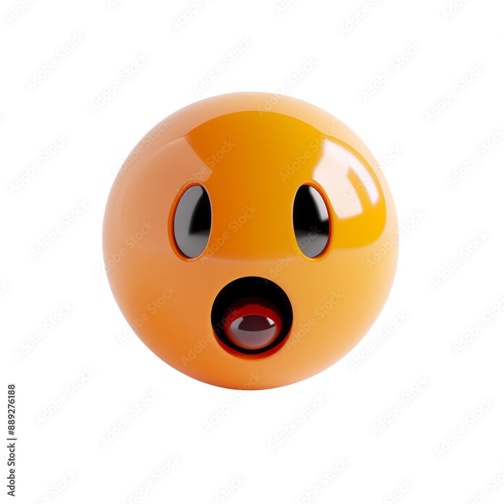 Fototapeta premium 3d surprise face icon on transparent background