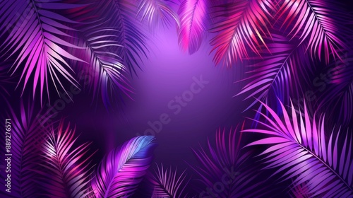Colorful tropical leaves. Minimalistic summer abstract jungle pattern. Fluorescent color layout.